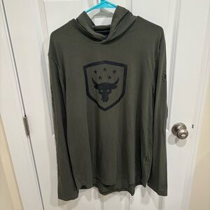 Under Armour Project Rock Olive Green USA Lightweight Sweatshirt Hoodie Mens Lrg